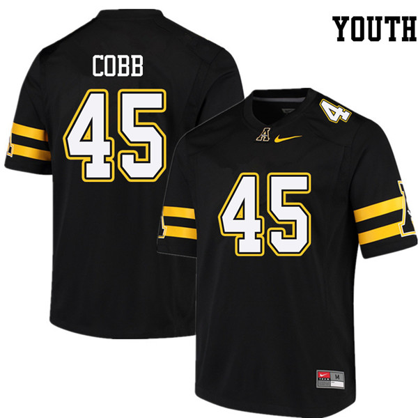 Youth #45 Trey Cobb Appalachian State Mountaineers College Football Jerseys Sale-Black